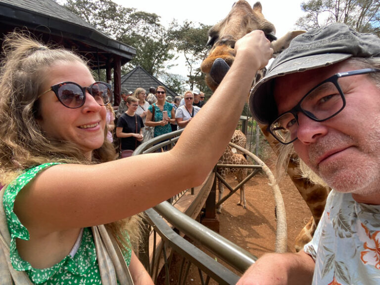 Wir mit der Giraffe