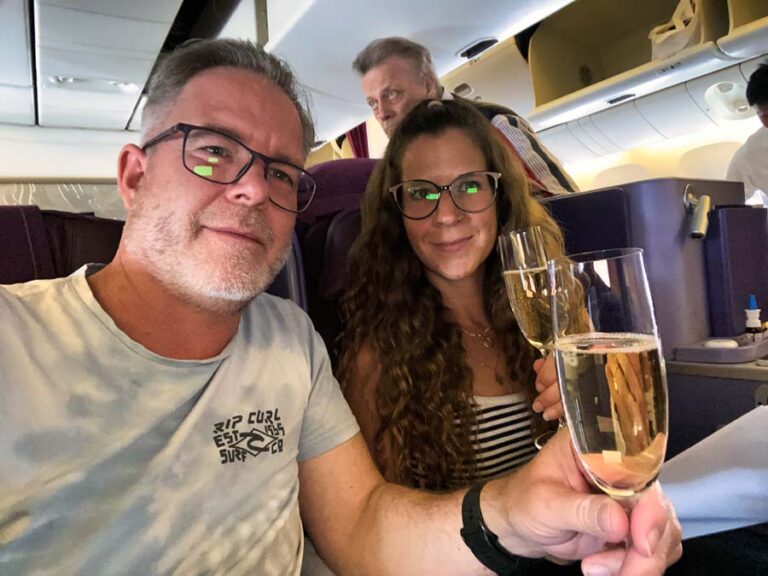 Ein Gläschen Champagner im Flieger